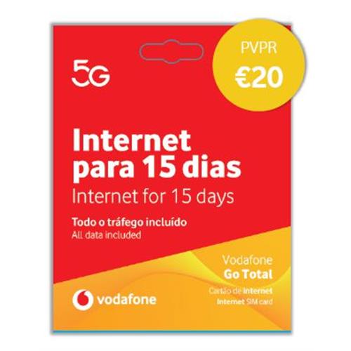 CARTÃO VODAFON.DADOS GO  15 DIAS 20,00